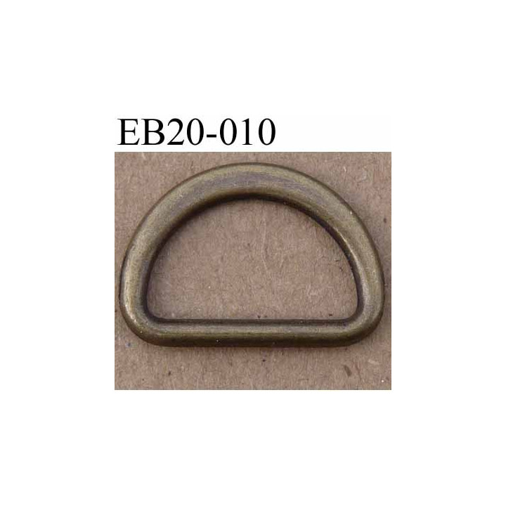 Boucle etrier anneau demi rond en métal couleur bronze largeur 2 cm intérieur 16 mm idéal pour sangle 15 mm hauteur 13 mm
