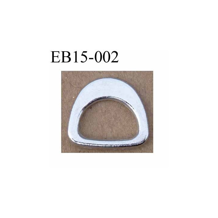 Boucle étrier demi rond métal chromé argenté largeur extérieur 15 mm intérieur 10 mm iédal sangle de 10mm hauteur 12 mm