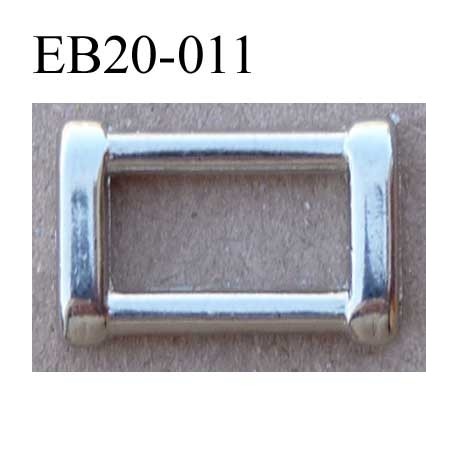 Boucle etrier anneau rectangulaire métal couleur chromé brillant largeur extérieur 2 cm intérieur 1.3 cm hauteur 1.2 cm
