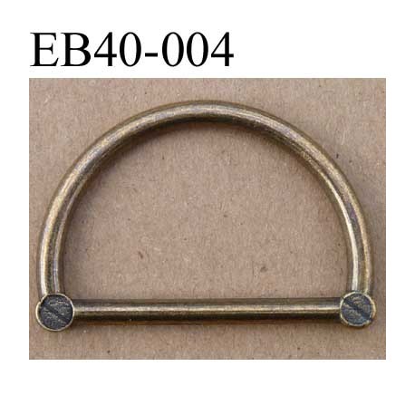 Boucle etrier anneau demi rond style ancien métal couleur laiton largeur extérieur 4 cm intérieur 3.2 cm hauteur 2.6 cm