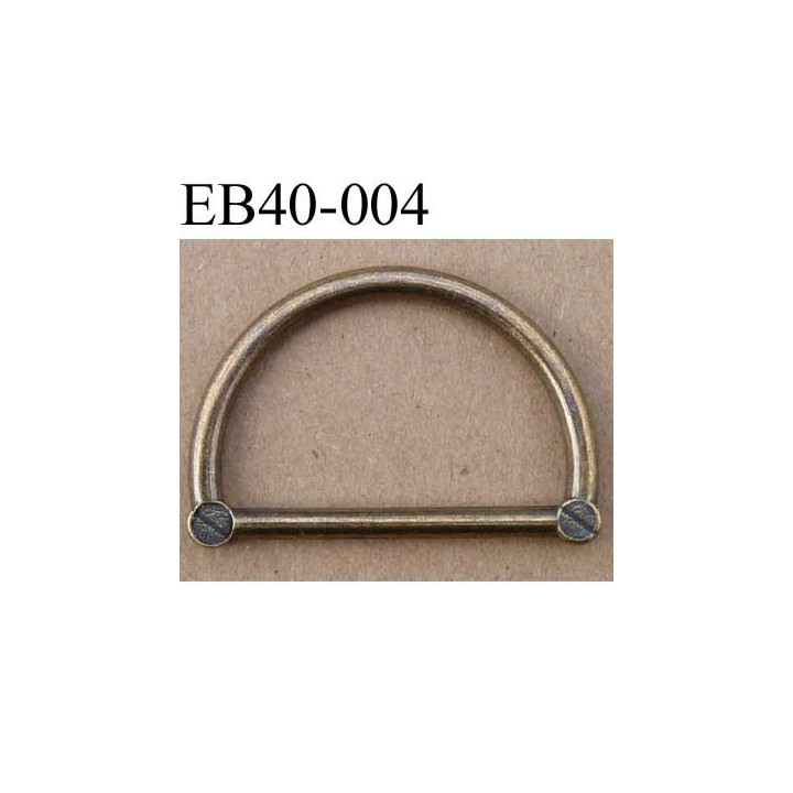 Boucle etrier anneau demi rond style ancien métal couleur laiton largeur extérieur 4 cm intérieur 3.2 cm hauteur 2.6 cm