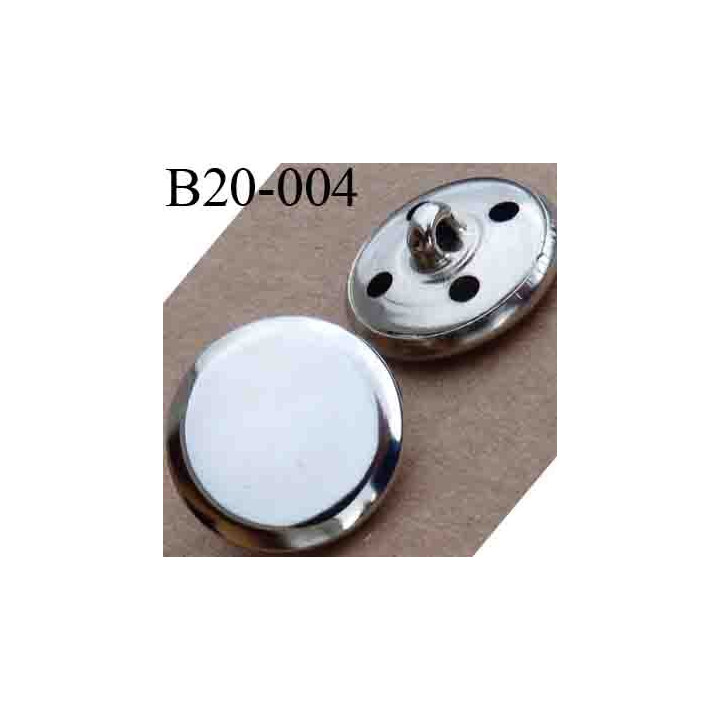 bouton 20 mm en métal couleur chromé accroche avec un anneau ou 4 trous diamètre 20 millimètres