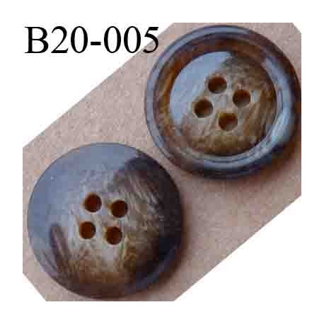 bouton 20 mm couleur pvc marron marbré 4 trous diamètre 20 mm