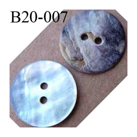 bouton en nacre diamètre 20 mm 2 trous 