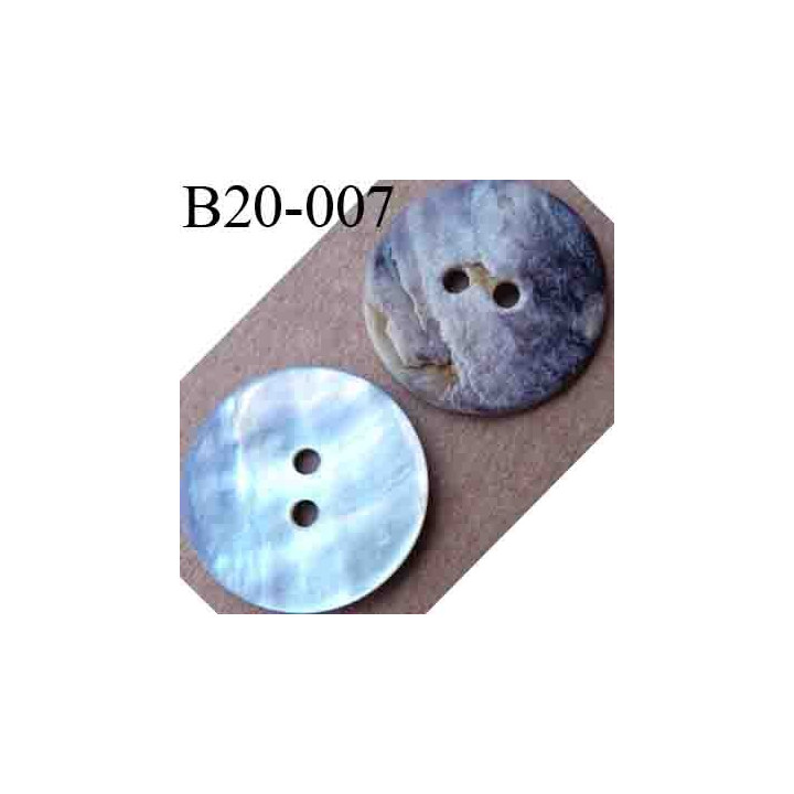 bouton en nacre diamètre 20 mm 2 trous 