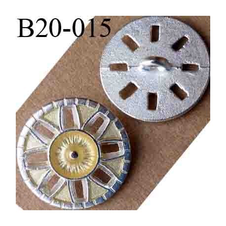bouton 20 mm métal couleur argenté accroche un anneau diamètre 20 mm