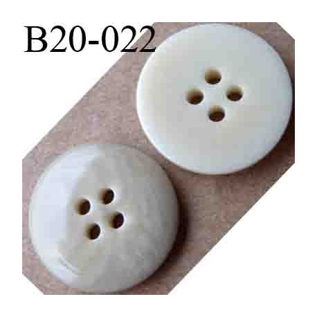 bouton 20 mm couleur beige marbré 4 trous diamètre 20 mm