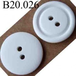 bouton 20 mm couleur blanc 2 trous diamètre 20 mm