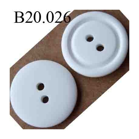 bouton 20 mm couleur blanc 2 trous diamètre 20 mm