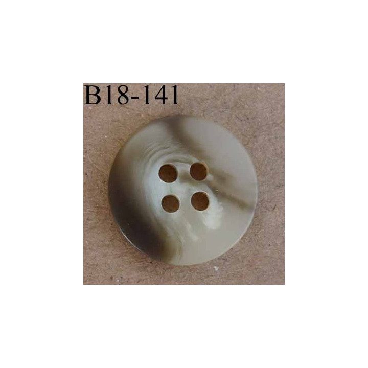 bouton 18 mm couleur beige marron marbré clair 4 trous diamètre 18 mm