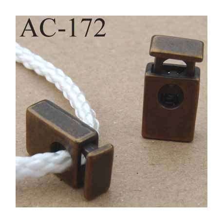 arrêt cordon stop cordon rectangulaire en métal à ressort couleur bronze de taille 18 mm x 10 mm vendu à l'unité 