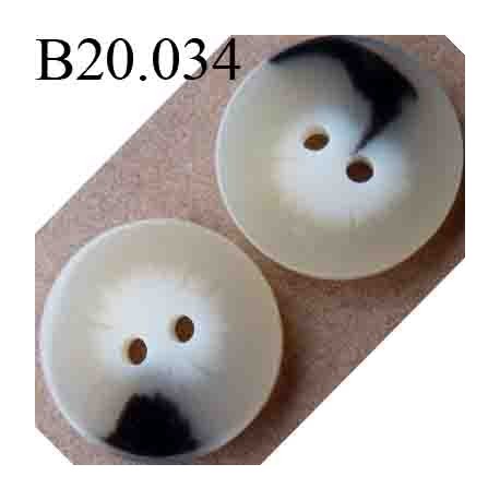 bouton 20 mm couleur beige marbré 2 trous diamètre 20 mm