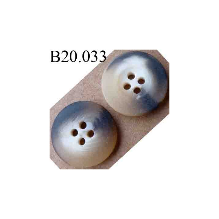 bouton 20 mm couleur beige marron marbré large bordure 4 trous diamètre 20 mm