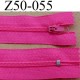 fermeture éclair longueur 50 cm couleur rose fushia non séparable largeur 2.5 cm glissière nylon largeur 4 mm