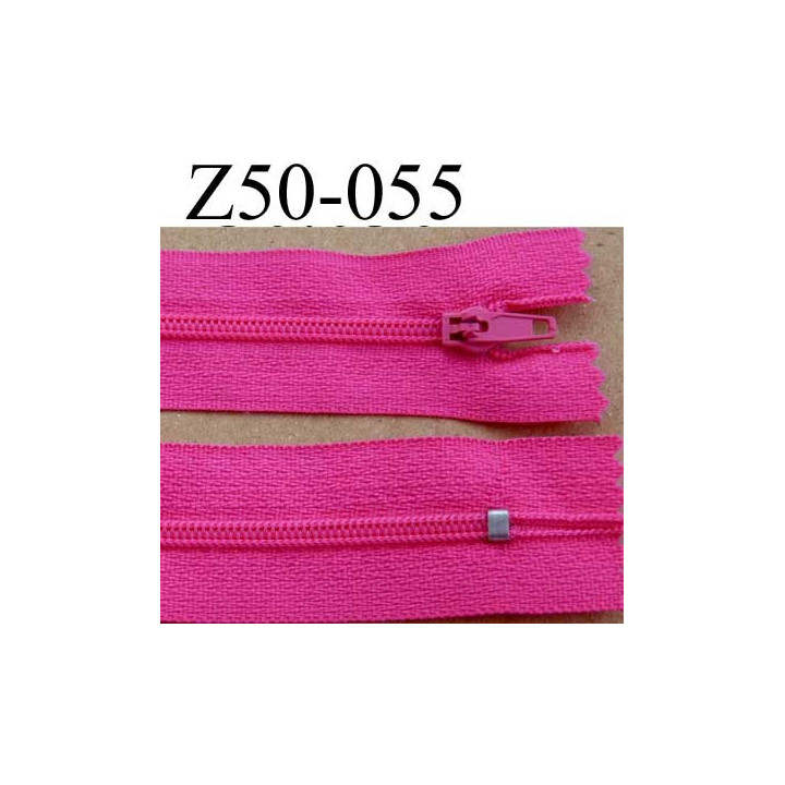 fermeture éclair longueur 50 cm couleur rose fushia non séparable largeur 2.5 cm glissière nylon largeur 4 mm