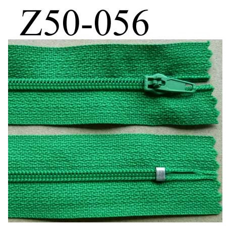 fermeture éclair longueur 50 cm couleur vert non séparable largeur 2.5 cm glissière nylon largeur 4 mm