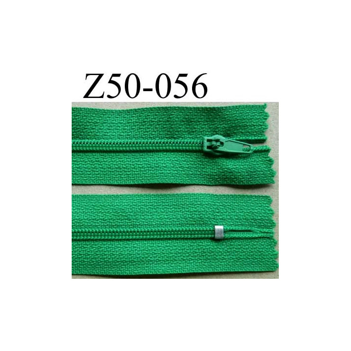 fermeture éclair longueur 50 cm couleur vert non séparable largeur 2.5 cm glissière nylon largeur 4 mm