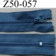 fermeture éclair longueur 50 cm couleur bleu gris non séparable largeur 2.5 cm glissière nylon largeur 4 mm