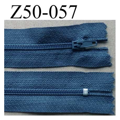 fermeture éclair longueur 50 cm couleur bleu gris non séparable largeur 2.5 cm glissière nylon largeur 4 mm