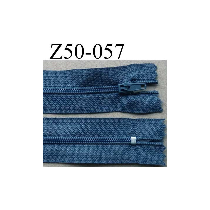 fermeture éclair longueur 50 cm couleur bleu gris non séparable largeur 2.5 cm glissière nylon largeur 4 mm
