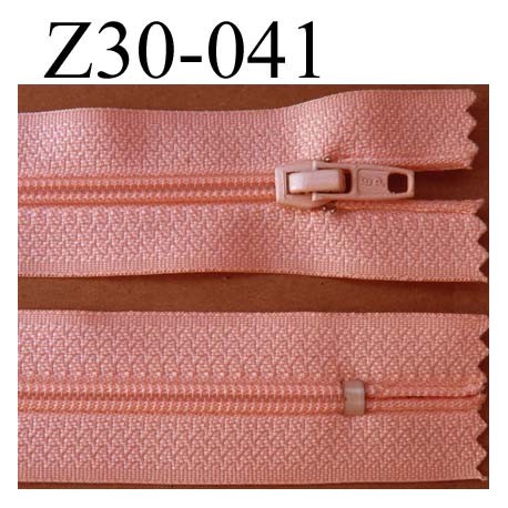 fermeture éclair longueur 30 cm couleur rose saumon non séparable zip nylon largeur 2,5 cm largeur du zip nylon 4 mm 