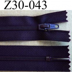 fermeture éclair longueur 30 cm couleur prune violet non séparable zip nylon largeur 2,5 cm largeur du zip nylon 4 mm