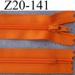 fermeture zip YKK longueur 20 cm couleur orange non séparable largeur 2.5 cm glissière nylon largeur du zip 4 mm 