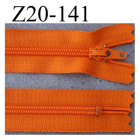 fermeture éclair YKK longueur 20 cm couleur orange non séparable largeur 2.5 cm glissière nylon largeur du zip 4 mm 