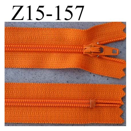fermeture éclair longueur 15 cm couleur orange non séparable zip nylon largeur 2.5 cm largeur de glissière 4 mm