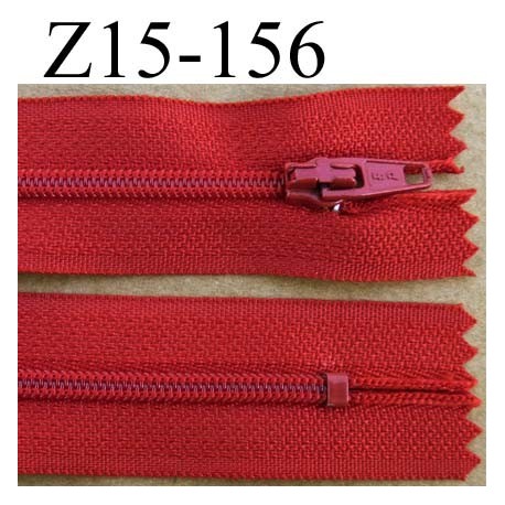 fermeture éclair longueur 15 cm couleur rouge non séparable largeur 2.5 cm zip nylon largeur de la glissière zip 4 mm