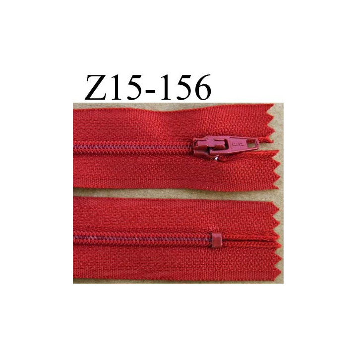 fermeture éclair longueur 15 cm couleur rouge non séparable largeur 2.5 cm zip nylon largeur de la glissière zip 4 mm