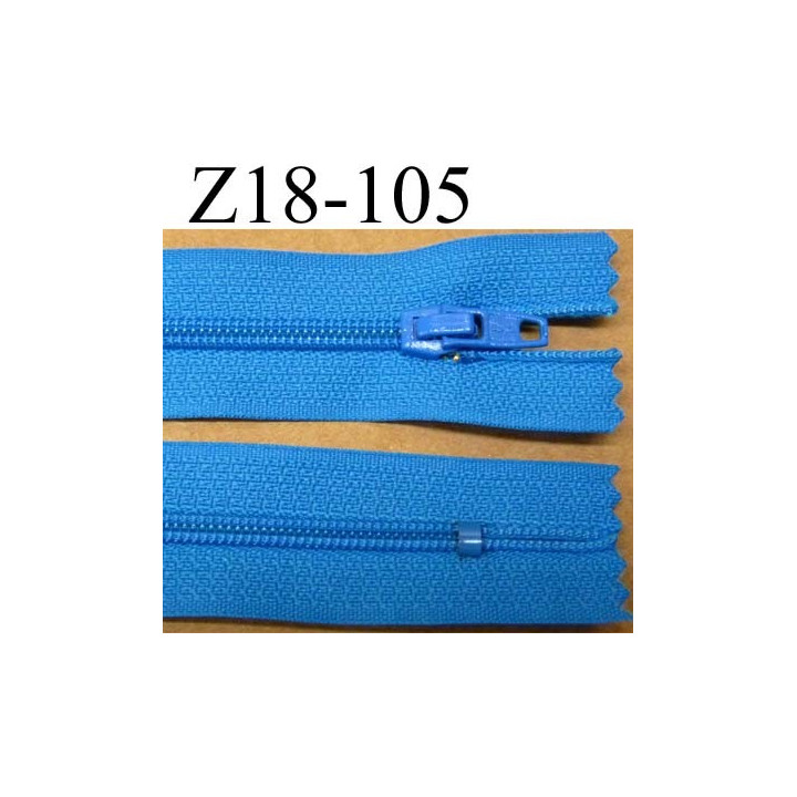 fermeture éclair longueur 18 cm couleur bleu non séparable largeur 2.5 cm glissière en nylon largeur 4 mm