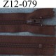 fermeture éclair YKK longueur 12 cm largeur 2.5 cm couleur marron non séparable glissière zip nylon largeur 4 mm