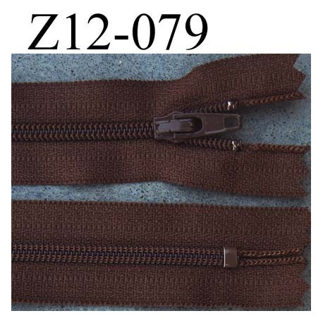fermeture éclair YKK longueur 12 cm largeur 2.5 cm couleur marron non séparable glissière zip nylon largeur 4 mm