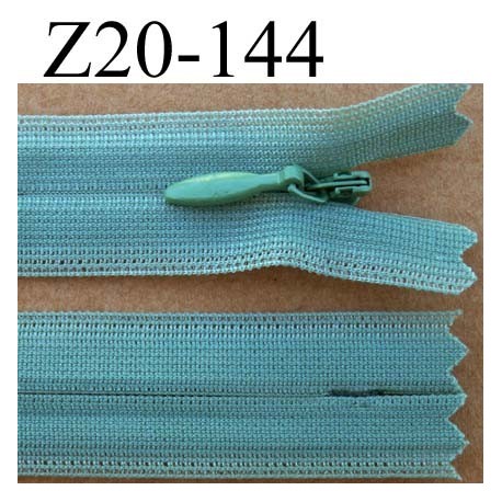fermeture éclair invisible longueur 20 cm couleur vert non séparable largeur 2.3 cm glissière nylon largeur du zip 4 mm