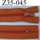 fermeture éclair longueur 35 cm couleur orangé rouille non séparable zip nylon largeur 2,5 cm largeur du zip nylon 4 mm