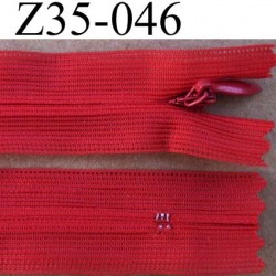 fermeture zip à glissière invisible longueur 35 cm couleur rouge non séparable largeur 2.2 cm glissière nylon largeur 4 mm