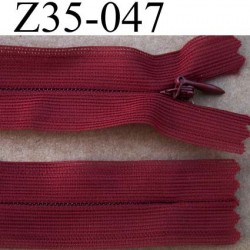 fermeture zip à glissière invisible longueur 35 cm couleur bordeaux non séparable largeur 2.7 cm glissière nylon largeur 4.5 mm