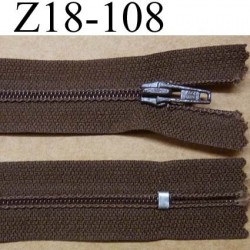 fermeture zip à glissière longueur 18 cm couleur marron non séparable largeur 2.5 cm glissière en nylon largeur 4 mm