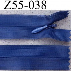 fermeture zip à glissière invisible longueur 55 cm couleur bleu non séparable largeur 2.5 cm glissière nylon largeur 4 mm