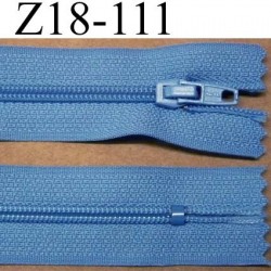 fermeture zip à glissière longueur 18 cm couleur bleu non séparable largeur 2.5 cm glissière en nylon largeur 4 mm