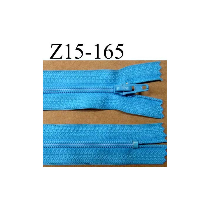 fermeture éclair longueur 15 cm couleur bleu turquoise non séparable largeur 2.5 cm glissière nylon largeur du zip 4 mm