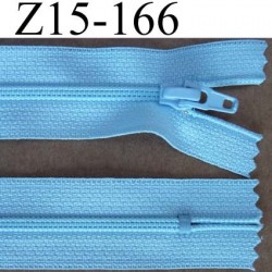 fermeture zip à glissière longueur 15 cm couleur bleu ciel non séparable largeur 2.5 cm glissière nylon largeur du zip 4 mm