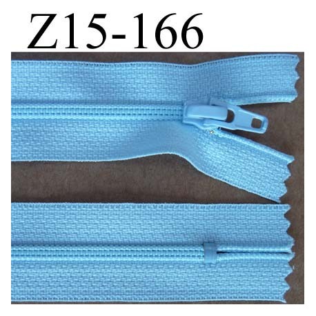 fermeture éclair longueur 15 cm couleur bleu ciel non séparable largeur 2.5 cm glissière nylon largeur du zip 4 mm