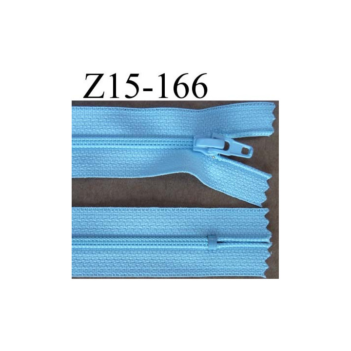 fermeture éclair longueur 15 cm couleur bleu ciel non séparable largeur 2.5 cm glissière nylon largeur du zip 4 mm