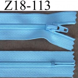 fermeture zip à glissière longueur 18 cm couleur bleu ciel non séparable largeur 2.5 cm glissière nylon largeur du zip 4 mm