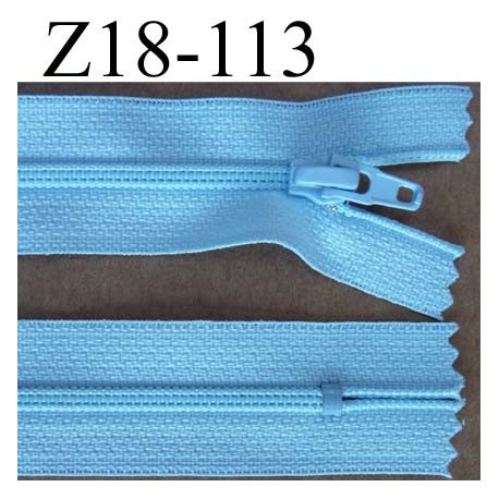 fermeture éclair longueur 18 cm couleur bleu ciel non séparable largeur 2.5 cm glissière nylon largeur du zip 4 mm