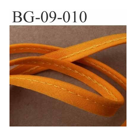 biais galon ruban passepoil en coton couleur orange avec cordon coton très solide largeur 9 mm vendu au mètre