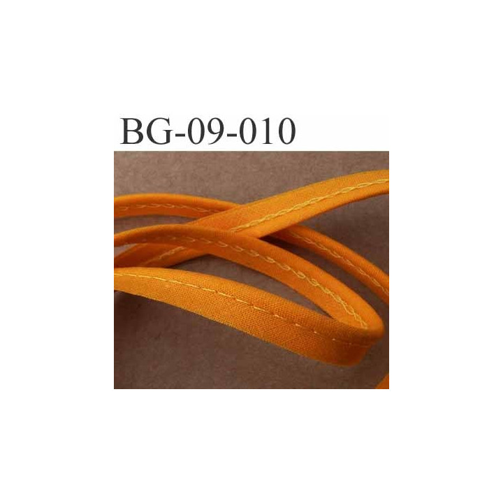biais galon ruban passepoil en coton couleur orange avec cordon coton très solide largeur 9 mm vendu au mètre