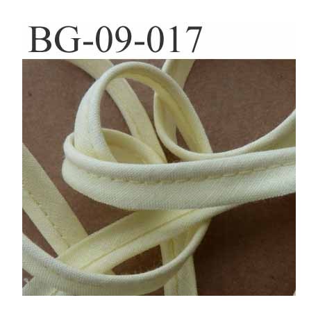 biais galon ruban passepoil en coton couleur jaune pale avec cordon coton très solide largeur 9 mm vendu au mètre